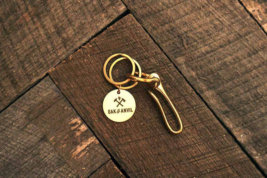 Brass key hook with Oak and Anvil tag